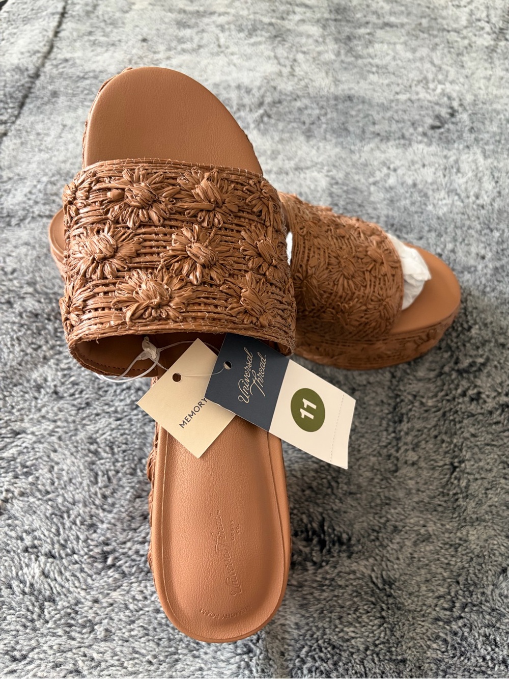 Universal Thread Brown Woven Platform Slide Wedges - Picture 4 of 6